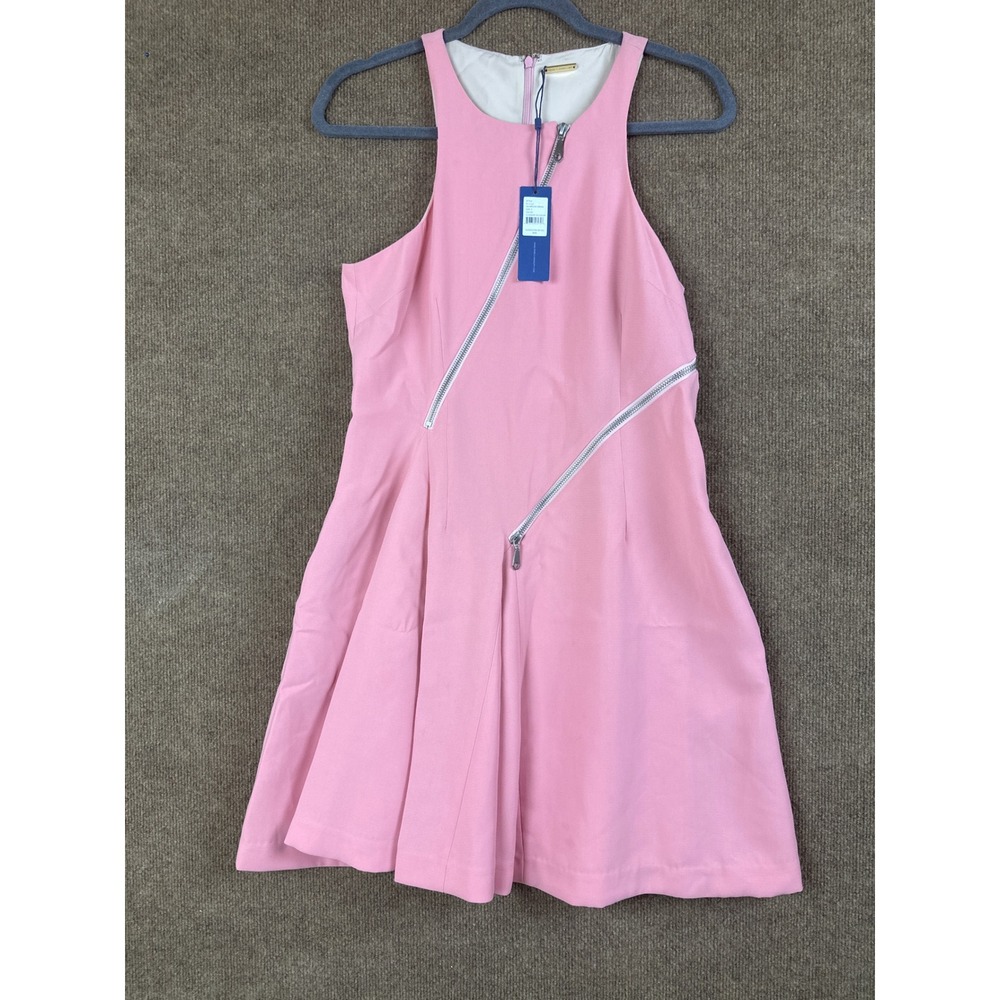 Rebecca Minkoff Glamrock Women Sleeveless Pink Zipper Detail Fit & Flare Dress 6
